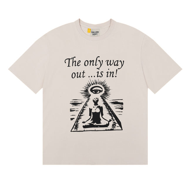 1:1 Quality Gallery Eye sit in meditation Tee T-Shirt 2 Black Beige