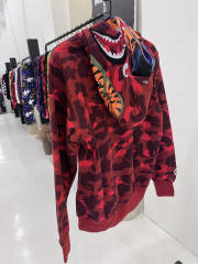 Bape Shark & Tiger Double Hood Red Camo Hoodie