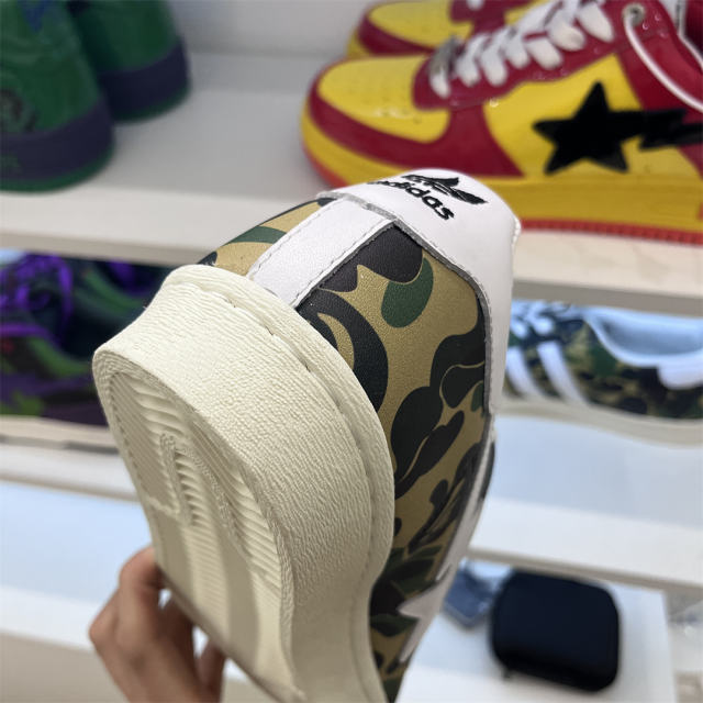 Bape x AD Superstar Low Green Camo Shoes