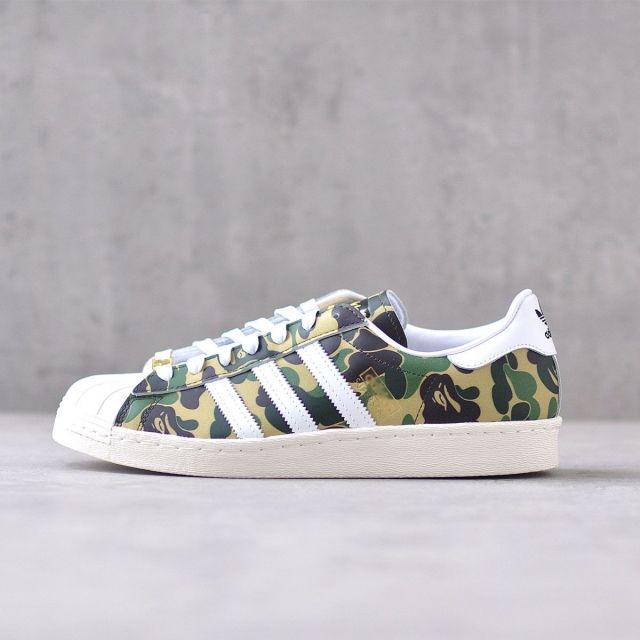Bape x AD Superstar Low Green Camo Shoes