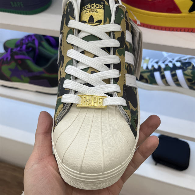 Bape x AD Superstar Low Green Camo Shoes