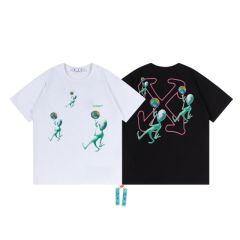 Off white green aliens with ball tee black white