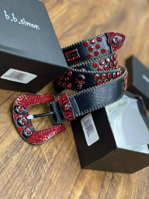 b.b. Simon bb Aqua Skull Double Row Crystal Belt