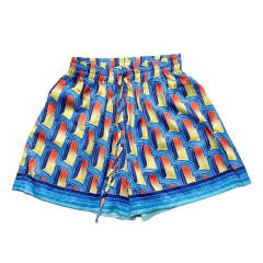 Casablanca Dream Gate Silk Shorts Yellow Blue