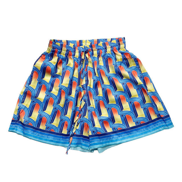 Casablanca Dream Gate Silk Shorts Yellow Blue
