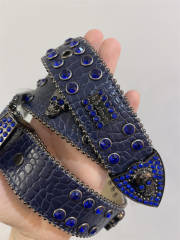 b.b. Simon Aqua Blue Skull Double Row Crystal Belt