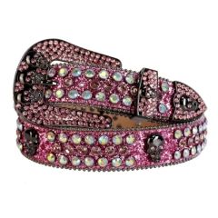 b.b. Simon bb Aqua Skull Double Row Crystal Belt