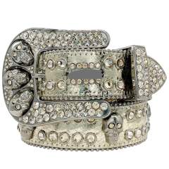 b.b. Simon bb Aqua Skull Double Row Crystal Belt