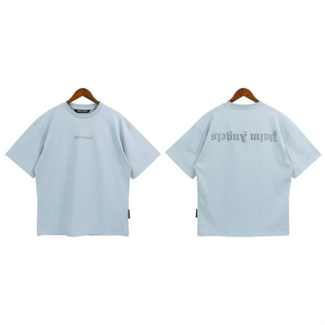 Palm Angels Clean Fits Upside-Down Letter T-Shirt Blue Khaki