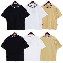 Palm Angels Collar Letters Print T-Shirts Black White Khaki