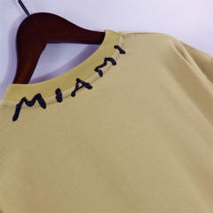 Palm Angels Collar Letters Print T-Shirts Black White Khaki