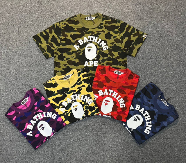 1:1 Quality Bape Camo Small Ape Head T-Shirt  (Blue Green Yellow Red Purple)