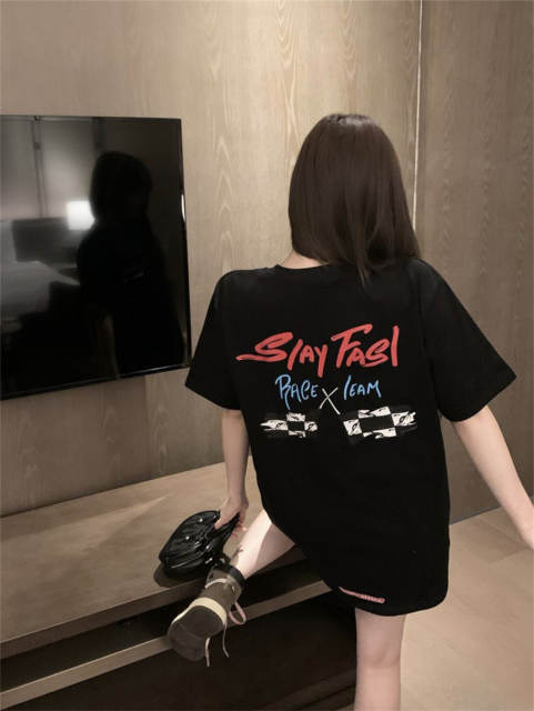 Chr0me Hearts 22FW STAY FAST RACE TEAM T-Shirt Black White