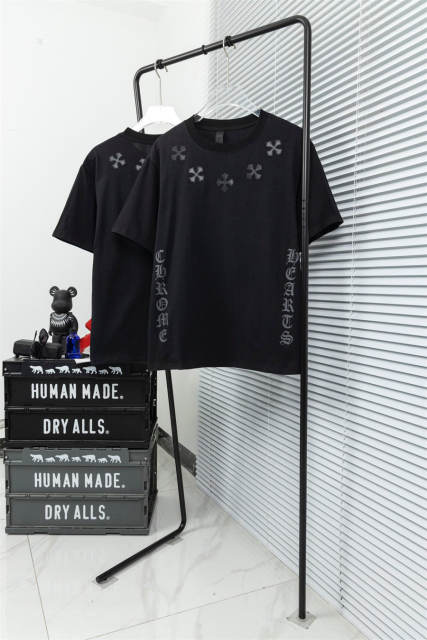 Chr0me Hearts Collar Leather Cross Patch T-Shirt Black
