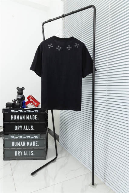 Chr0me Hearts Collar Leather Cross Patch T-Shirt Black
