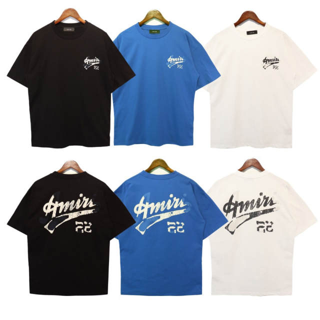 Faded Letters T-Shirts Black Blue White