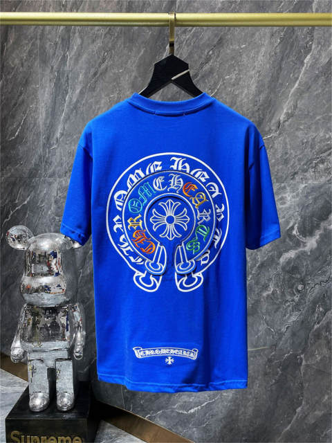 Chr0me Heart Double Embroidery C Horseshoe Logo T-Shirt (Black/Blue/Orange/White)