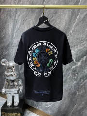 Chr0me Heart Double Embroidery C Horseshoe Logo T-Shirt (Black/Blue/Orange/White)