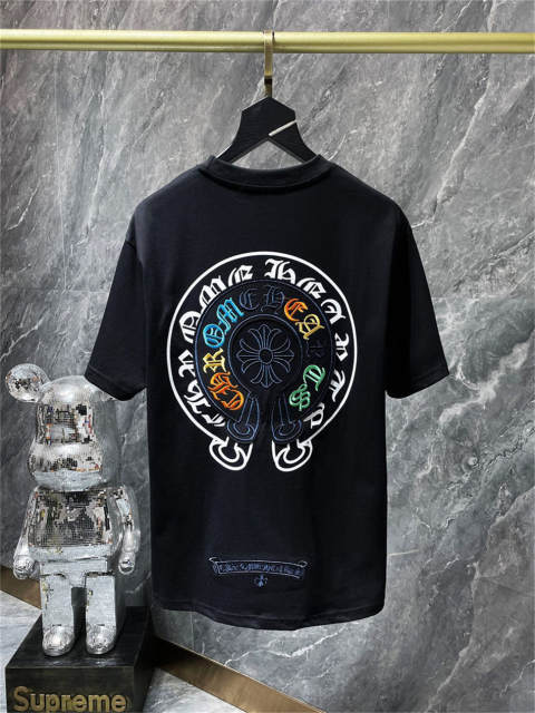 Chr0me Heart Double Embroidery C Horseshoe Logo T-Shirt (Black/Blue/Orange/White)