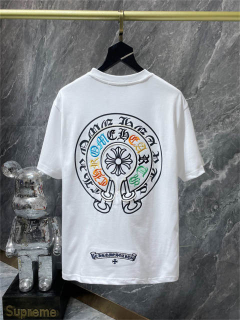 Chr0me Heart Double Embroidery C Horseshoe Logo T-Shirt (Black/Blue/Orange/White)