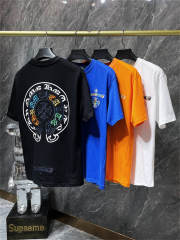 Chr0me Heart Double Embroidery C Horseshoe Logo T-Shirt (Black/Blue/Orange/White)
