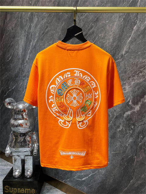 Chr0me Heart Double Embroidery C Horseshoe Logo T-Shirt (Black/Blue/Orange/White)