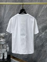Chr0me Heart Back Embroidery Logo T-Shirt Black White Gray