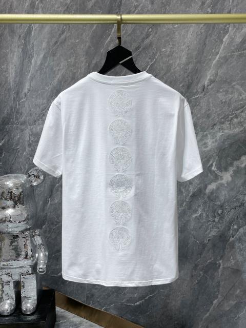 Chr0me Heart Back Embroidery Logo T-Shirt Black White Gray