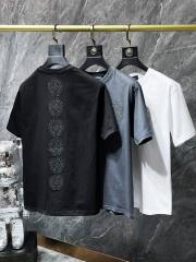 Chr0me Heart Back Embroidery Logo T-Shirt Black White Gray