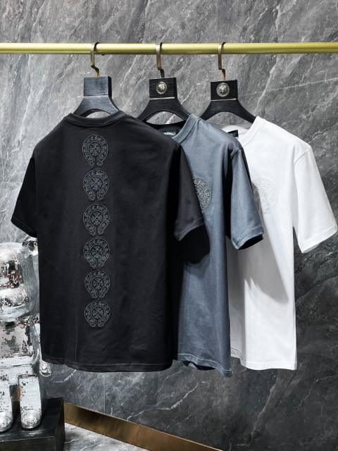 Chr0me Heart Back Embroidery Logo T-Shirt Black White Gray