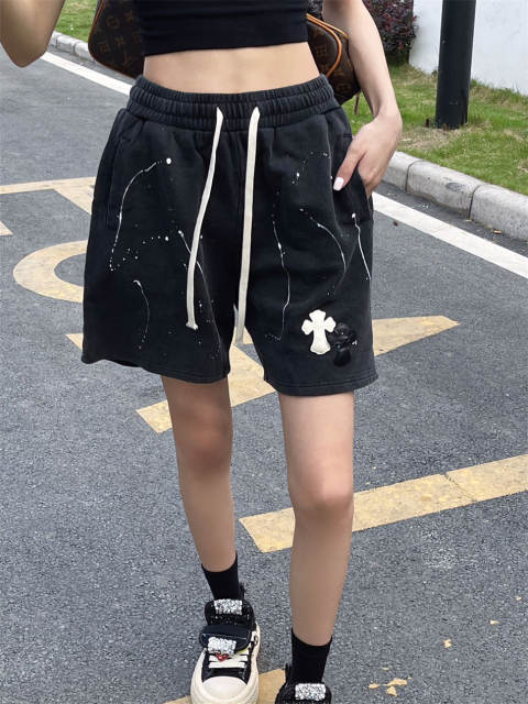 Chr0me Hearts Splash Ink Cross Shorts Black