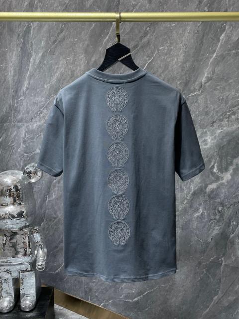 Chr0me Heart Back Embroidery Logo T-Shirt Black White Gray