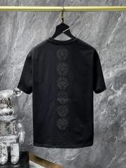 Chr0me Heart Back Embroidery Logo T-Shirt Black White Gray