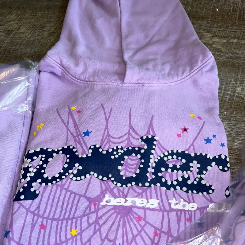 Sp5der 555555 Spider Web Purple Hoodie/Pants Tracksuit