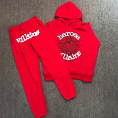 Spider Heroes ViIIains Hoodie Pants Tracksuit Black Red