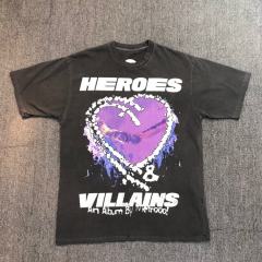 Hellstar Metro Boomin Purple Heart On FlameT-Shirt Tee Black