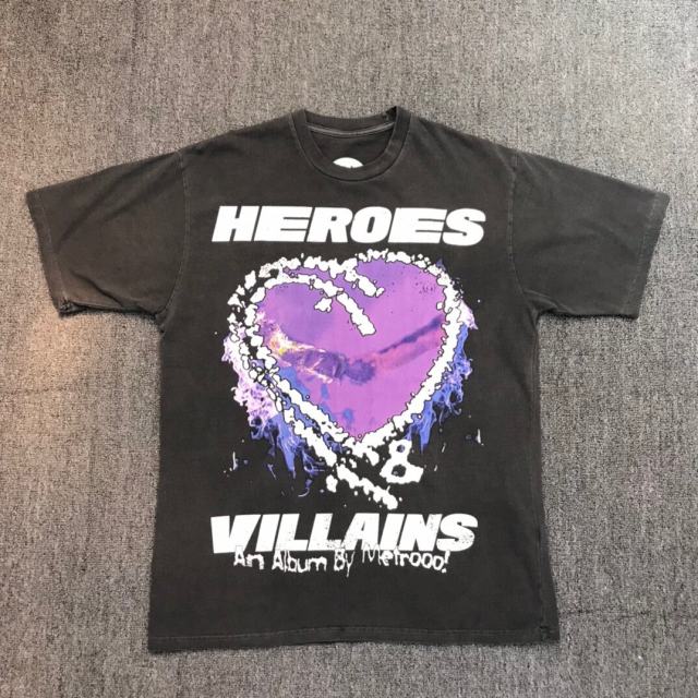 Hellstar Metro Boomin Purple Heart On FlameT-Shirt Tee Black