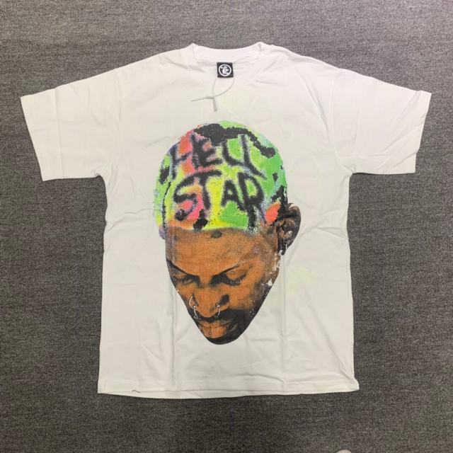 Hellstar Studios Rodman Green Hair Tee T-Shirt Purple White Purple