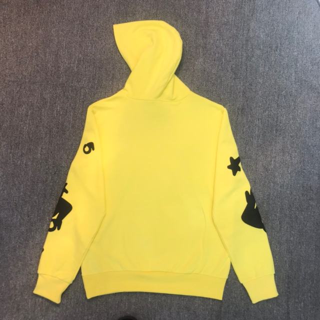 Sp5der Black Fonts Pentagram Neon Yellow hoodie