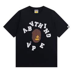 Bape A Bathing Ape Unside Down Logo T-Shirt Black White