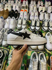 Bapesta Bape Sta Classic White Black Leather Shoes