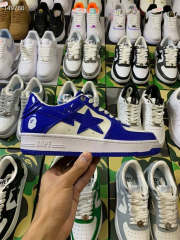 Bape Sta Bapesta Patent Blue Shoes Sneakers Women Men