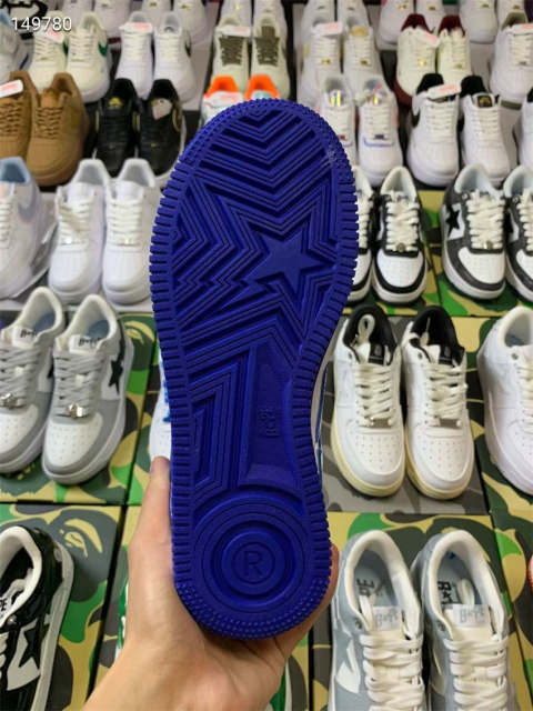 Bape Sta Bapesta Patent Blue Shoes Sneakers Women Men