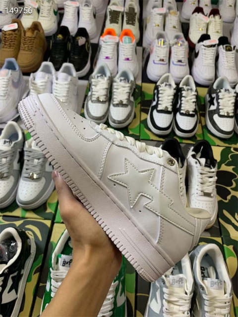 Bape Sta Bapesta Pure White Shoes Sneakers Women Men