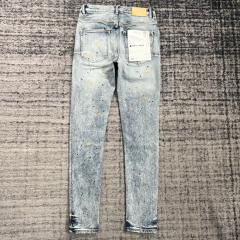 1:1 Quality PURPLE BRΑND Light Indigo Denim Destroy Jeans 23SS Jeans Men P002 Slim