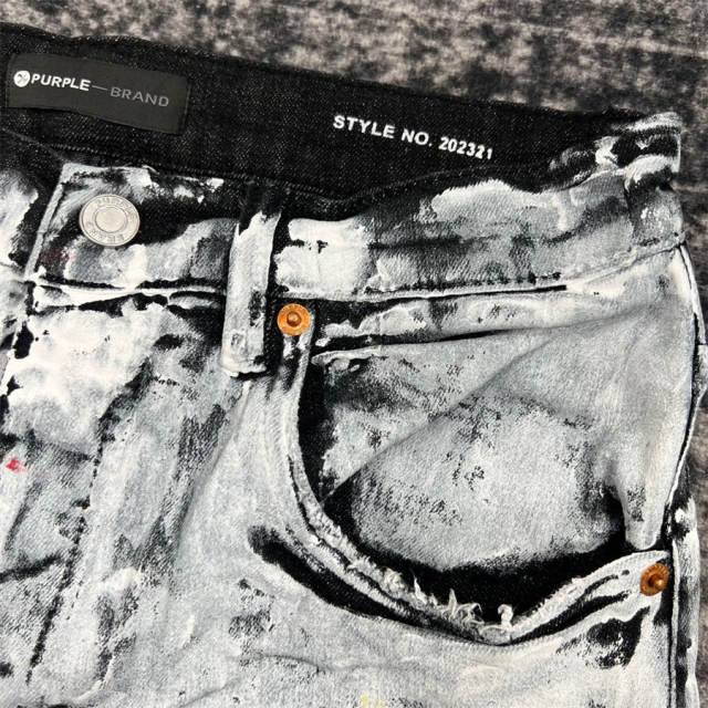 1:1 Quality PURPLE BRΑND Light Denim Jeans 23SS Pants Black White Men P002 Slim