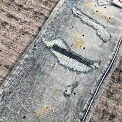 1:1 Quality PURPLE BRΑND Light Indigo Denim Destroy Jeans 23SS Jeans Men P002 Slim