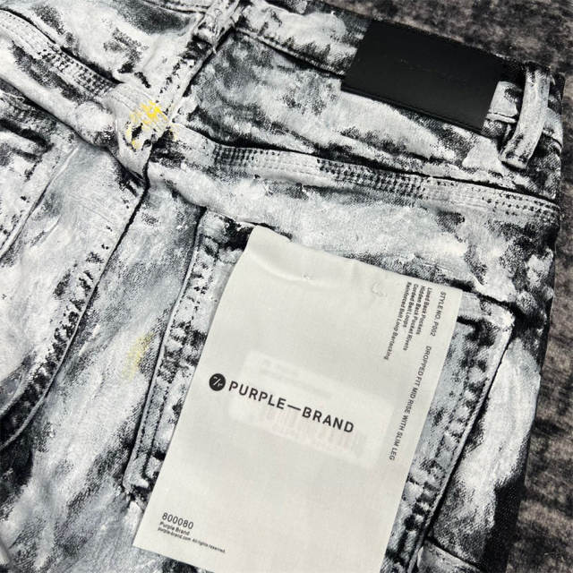 1:1 Quality PURPLE BRΑND Light Denim Jeans 23SS Pants Black White Men P002 Slim