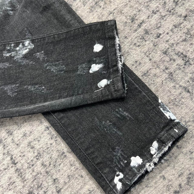 1:1 Quality PURPLE BRΑND Light Denim Jeans 23SS Pants Black White Men P002 Slim