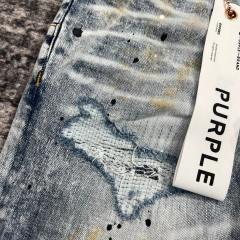 1:1 Quality PURPLE BRΑND Light Indigo Denim Destroy Jeans 23SS Jeans Men P002 Slim